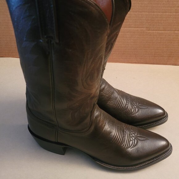 LUCCHESE Carson M1023 J4 Dark Brown Calf Skin Cowboy Western Boots Men's SZ 9.5D - Picture 10 of 15